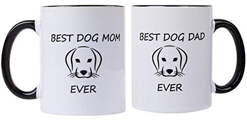Best Dog Mom/Dad Ever Set of 2 -Perfect Dog Lover Gifts Pet Owner for women men,dog mom and dad coffee mugs