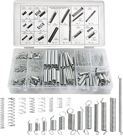 BGTXINGI 200Pcs 20 Kinds Zinc Plated Steel Coil Spring Wire Metal Extension and Compression Spring Repair Tool Assortment Kit