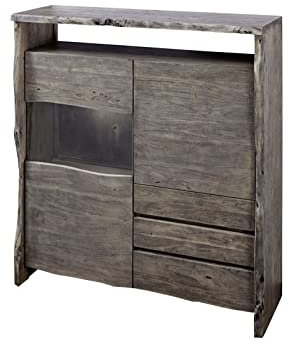 MASSIVMOEBEL24.DE Highboard Akazie 131x45x147 grau lackiert Pure Acacia #903