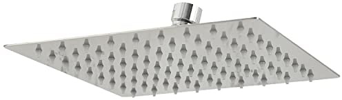 Grafner Duschkopf Regendusche eckig, 20 x 20 cm, 100 Anti-Kalk-Düsen, edel verchromt, DIN-Anschluss, Kugelgelenk, Antikalk-Filter, ultradünn, Brausekopf Dusche