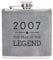Engraved Grey Hip Flask - 2007 Year of The Legend Design - 18th Birthday Gifts for Boys - 6oz Leather Wrapped Canteen