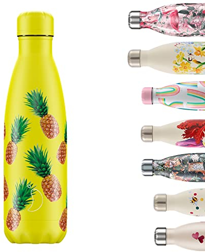 Chilly's Water Bottle - Stainless Steel and Reusable - Leak Proof, Sweat Free - Pineapple, 500ml