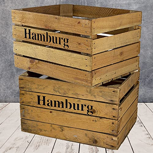Massive Obstkisten Weinkisten mit Aufdruck Hamburg Dekorative Holzkisten