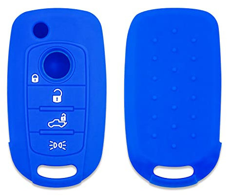 [Portachiave] Guscio Cover Chiave in Silicone per Telecomando Auto Fiat 4 tasti (vedere compatibilità nelle foto) Fiat 500 500X Tipo (BLU)