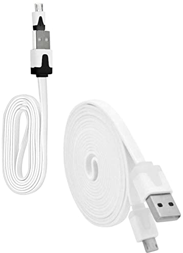 Pack Chargeur pour Enceinte Bose Soundwear Companion Smartphone Micro USB (Cable Noodle 3M + Cable Noodle 1M) Android (Blanc)