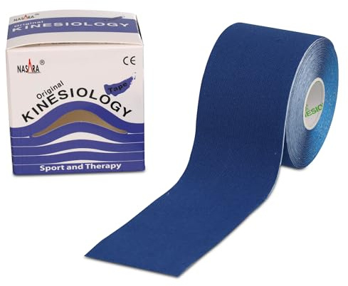 Nasara Original Kinesiology Tape, Einzelrolle, Mittelblau, 5cm x 5m | Kinesiologie Physio Tape, Für Sport und Medizin