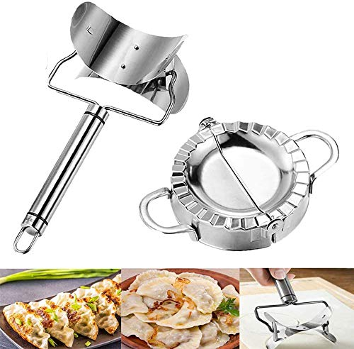 Cloud speeding Machine à Boulettes, 2 PCS Acier Inoxydable Ravioli Boulette Machine Moule, Boulette Machine Chinois Boulette Machine Pâte Pâtissier Coupe Cuisine Accessoires