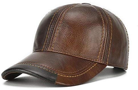 IXITON Echte Leder Herren Baseball Cap, im Freien verstellbare echte Leder Baseball Cap, treibende Rindsleder Sonnenhut für Frühling oder (Brown)