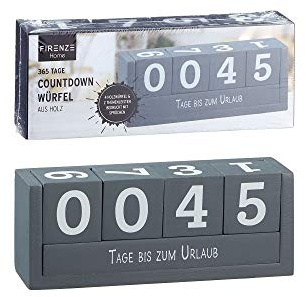 Countdown Würfel aus Holz, 18,5x7cm, Urlaub, Weihnachten, Geburt, Geburtstag, Ruhestand, Prüfung