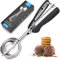 TELANKS Eisportionierer Edelstahl 4 cm, 5 cm oder 6 cm, Eislöffel Portionierer für Eiscreme, Eiskugelportionierer mit Auswerfer, für Eis, Melonenkugeln, Keksteig Kuchen Teig (4 cm)
