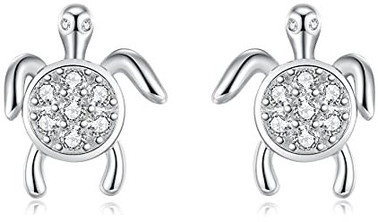 VIKI LYNN 925 Sterling Silber Meeresschildkröte Ohrstecker 18K Vergoldet Kubikzircon Schmuck für Mädchen Damen