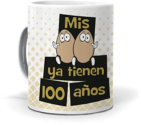 mundohuevo Taza Mis Huevos ya Tienen 100 años. Cerámica AAA - 350 ml.
