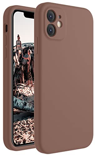 Cordking Entworfen für iPhone 11 Hülle, Silikon [Gerade Kanten] & [Kameraschutz] Verbesserte Handyhülle mit weichem, kratzfestem Mikrofaserfutter, 6,1 Zoll, Braun