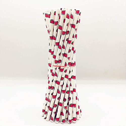 Paper Straws 30Pcs Pack Watermelon Biodegradable Drinking, Birthday, Xmas, Cafe, Restaurant, Wedding Straw Christmas Festival 8mm x 210mm