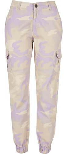 Urban Classics Damen Camo Cargo Broek voor Dames Hose, Lilaccamo, 33 EU