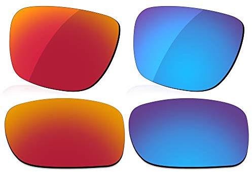 LenzReborn Polarisierte Gläser, kompatibel mit RB4165-51 Justin-Sonnenbrille, Feuerrot + Eisblau, Einheitsgröße