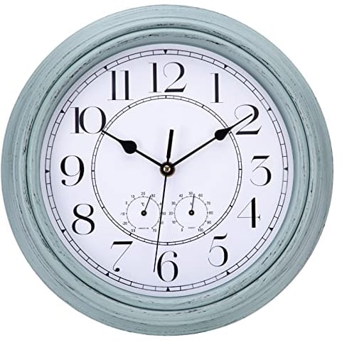 ACCSHINE Wanduhr mit Thermometer und Hygrometer Lautlos Vintage 30cm Römische Ziffer Quarz Groß Batterie Betriebene Einfach zu Lesen für Zimmer Zuhause KüChe Schlafzimmer Büro Schule