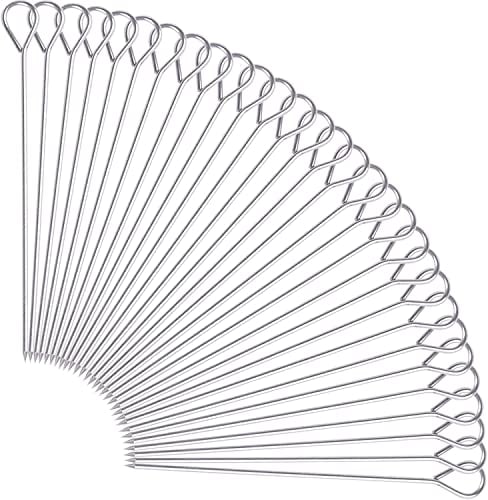 SELFIE CAT 8 Inch Stainless Steel BBQ Skewers, Pack of 30pcs (8 inch Skewers 30P)