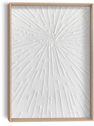 REINDERS Relief Wandbild, Strahlen, Wohnzimmer, Poster, Wanddeko, Room Decor, Holz,Pflaster, Weiß, 40x30cm