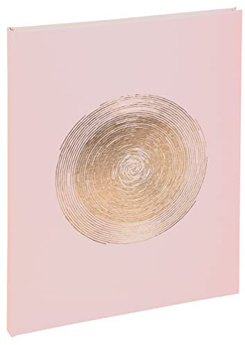 Exacompta - Réf. 47983E -1 Livre d'or classique Ellipse - Format vertical 27x22 cm - En papier simili-cuir avec marquage or rosé - Tranche or - 100 pages blanches unies - Coloris : rose clair