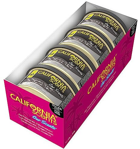 California Car Scents Auto Lufterfrischer Duftdose, langanhaltender Duftspender, Duftbaum Alternative, Autozubehör, 4er Pack, Duft: Ice
