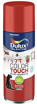 Dulux Valentine Peinture Intérieure et Extérieure Aérosol Color Touch - Pour bois, plastique, PVC, carton, papier - Rouge Feu Satin - 400ml