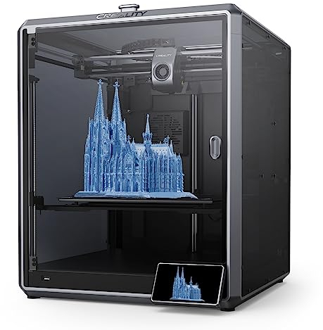 Creality 3D Drucker K1 MAX Extra Großer Kapazität, 300x300x300mm Supergroßes Volumen Hochgeschwindigkeits, Geschwindigkeit 600 mm/s,flinkes Setup für Speed Core XY mit einem 190g leichten Druckkopf