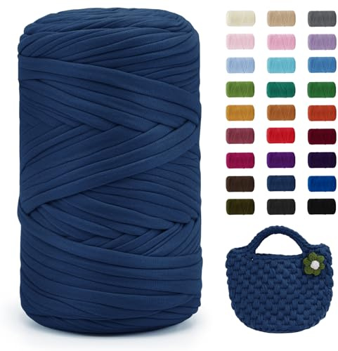 Uiopa 400g/120m T-Shirt Garn, T-Shirt Bändchengarn Zum Häkeln, Häkelgarn Dickes Garn für Häkeltaschen/Körbe/Teppiche, Heimdekoration, DIY-Kunsthandwerk