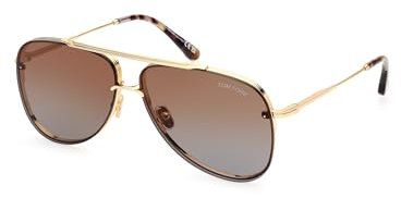TOM FORD Unisex Leon Sunglasses, Shiny deep Gold, 62/12/140