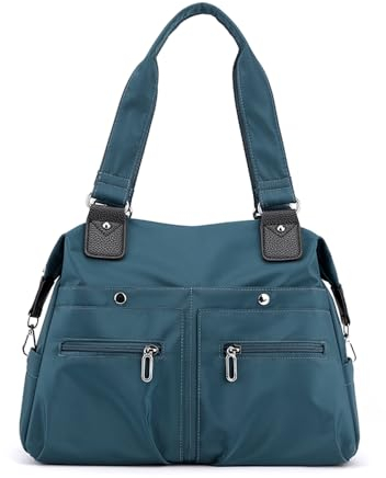 YANAIER Damen Handtasche Schultertasche Leicht Multi-Taschen Umhängetasche Shopper Tasche für Lässige Reisen Schule Säureblau