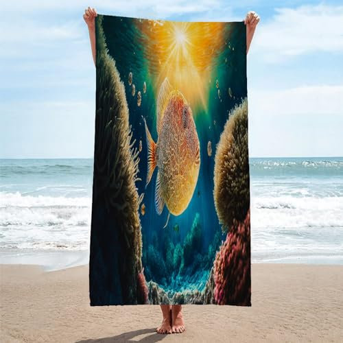 Toalla Playa Fondo del Mar Toallas Playa Grande Microfibra Anti Arena Monstruo Pez Playa Toallas para NiñA NiñO Adulto Piscina Toalha de Praia Mujer Hombre 200x200cm