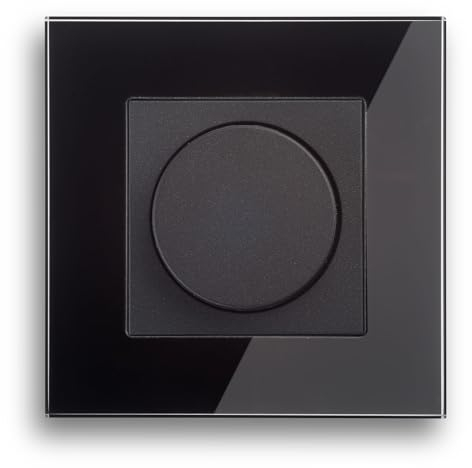 Universal LED Drehdimmer 3-100W mit Drehregler und Druckknopf anthrazit System Gira (Esprit Glas schwarz)