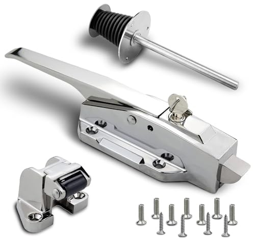 Preruner Walk in Cooler Door Handle, Walk in Cooler Door Closer Complete Latch Kit, Freezer Doors Handle (Metallic Silver (304 Stainless Steel Push Rod), 1/8 in to 1/4 in(Flush))