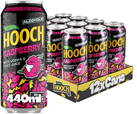 Hooch Pink 12 x 440ml Cans Pre-Mixed Alcohlic Lemonade, Lemon & Raspberry Vodka Ready To Drink 3.4% ABV