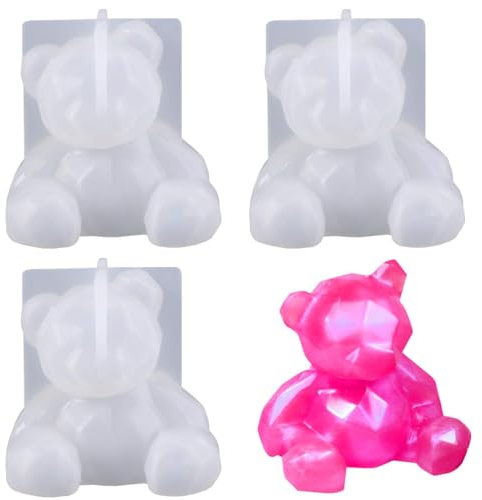 Ainvhh Confezione da 3 stampi in silicone a forma di orsetto in resina epossidica a forma di orsetto 3D, stampo in silicone per