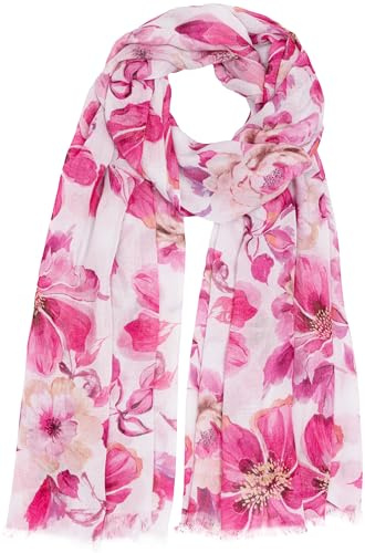 Caspar SC534 Damen Sommer Schal aus weichem Modal floralem Blumen Muster, Farbe:fuchsia