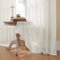 Joydeco Rideau en Lin Naturel Translucide avec Oeillets, Lot de 2 Rideaux Voilages 140x240cm pour Décoration Fenêtre, Drapiers Intérieurs Modernes pour Salon Chambre Bureau - Blanc