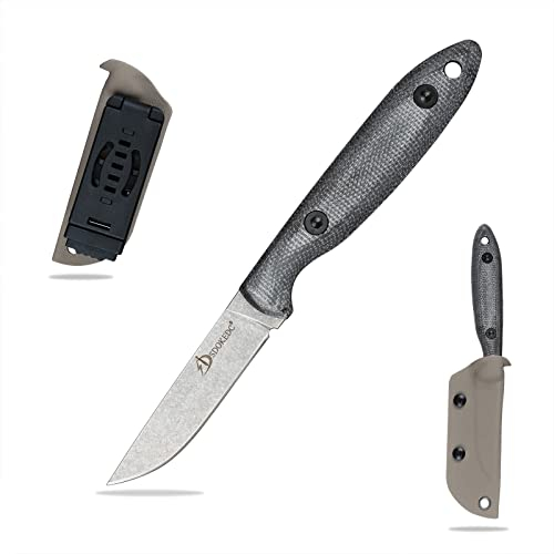 SDOKEDC DC53 Stahl messer Feststehende Klinge mit Micarta Griff & Kydex Scheide Jagdmesser für Männer EDC Outdoor Camping Survival (weiß &Micarta)