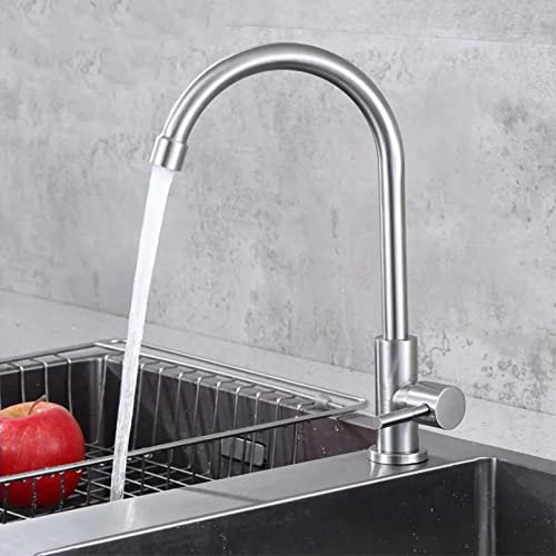 Küchenarmatur, Waschbecken-Wasserhahn, moderner Mode-Stil, Edelstahl, Küchenspüle, Wasserhahn, 360-Grad-Drehung, Torneira Cozinha, kalte Wasserhähne mit 1 Schlauch