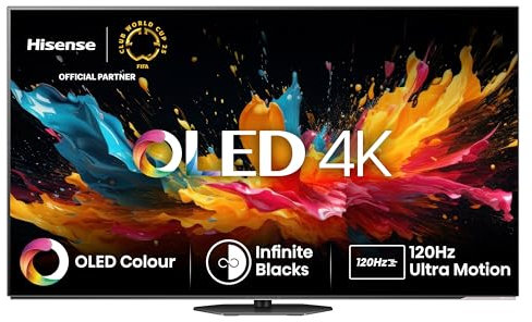 Hisense 55A85N 139cm (55 Zoll) Fernseher, 4K UHD OLED Smart TV,120Hz, HDMI 2.1, Game Mode Pro, AMD FreeSync Premium, Dolby Vision IQ & Atmos, Bluetooth, Alexa Built-in, Schwarz, [2024]