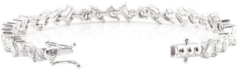 Epinki Echt Goldschmuck, 14 Karat Weißgold Au585 Armband, Tennis Armreif mit Rechteck Moissanit, 18K Gold Bettelarmband Anhänger Weihnachten 17cm