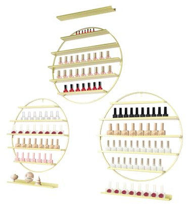 OUBUBY Nagellack Aufbewahrung, 5 Tier Nagellack Organisator Wand Montiert Runde Nagellack Halter Offene Anzeige Regal Regal Lagerung Rack 3 Stück für Wohnzimmer Beauty Shop Nagelsalon