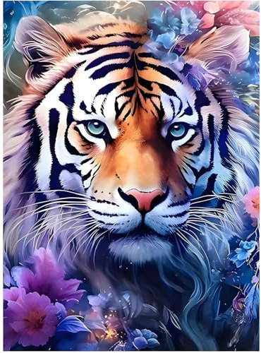 DPIDEA Tiger Diamond Painting Bilder für Erwachsene, 5D Diamant Painting Tiger Diamond Painting DIY Diamant Malerei für Zuhause Dekor 30x40 cm