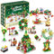 Xiujuers Calendario Adviento Bloques 2024, Calendario de Adviento Niños, Calendario de Adviento Juguetes de Bloques, Con Arbol de Navidad, Trineo y Papá Noel, Apto para Niños y Adultos