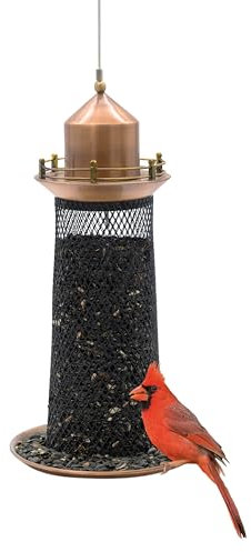 Good Directions Leuchtturm Vogelfutterhaus aus reinem Kupfer mit Netz