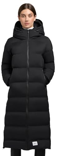 khujo Damen Wintermantel warmer Steppmantel lang mit Kapuze Larea3-YM Black Gr. S