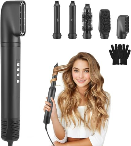 Hair Styler, 5 in 1 110000 RPM High Speed Hot Air Brush & Ionic Hair Dryer with Auto Air Curlers, Hot Air Comb, Electric Hair Dryer Brush, Fast Drying, Volumizing,Curling,Straightening, All Hair Types