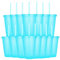 Yisituo 480ml Reusable Plastic Cups, 15 Pack of Kids Tumbler with Lid and Straw, for Cold Drinks, Iced Coffee, Travel and Smoothies (15, Light Blue)