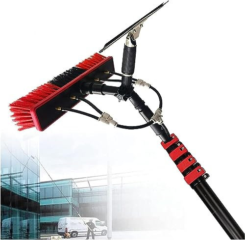 Asta per la pulizia delle finestre Asta telescopica per la pulizia delle finestr fotovoltaici Testa della spazzola da 35 cm per la pulizia dei pannelli fotovoltaici e solari (18 piedi/5,4 m)