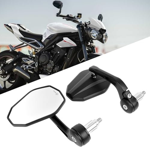 DREAMIZER Motorrad Spiegel E-geprüft Universal, 360°Drehbar Motorrad Rückspiegel 7/8 22mm Lenkerspiegel Kompatibal mit Honda Kawasaki Suzuki Yamaha Cruiser Scooter Roller ATV